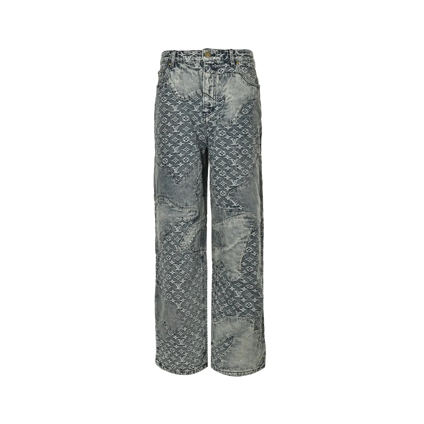 Louis Vuitton/Louis Vuitton love leather brand old flower jacquard jeans